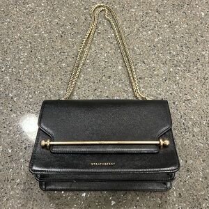 Strathberry East West mini leather black purse